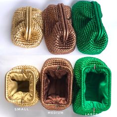 four different types of purses are shown with the same color and size as well