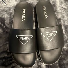 Authentic Prada Slides For Men. Size 9, Could Fit A 8 With Some Room. Never Worn New With Tags (Rfid Tag In Box For Authenticity). Dust Bag And Original Box Included. Accepting Offers. Prada Shoes Men, Prada Slides, Slides For Men, Rfid Tag, Men Slides, Prada Shoes, Prada Men, Shoes Men, Flip Flop Sandals