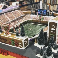 a football stadium made out of gingerbread