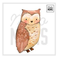 a watercolor drawing of an owl on a white background