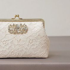 Evening Clutch / Ivory Alencon Clutch (code 2561) / Bridal Lace Clutch / Elegant Wedding Clutch / We Classic White Bridal Accessories For Formal Occasion, Elegant Embellished Lace Bridal Accessories, Elegant Lace Bridal Accessories For Ceremony, Elegant Lace Bridal Accessories For Formal Occasions, Elegant White Bridal Accessories For Wedding, Formal Lace Bridal Accessories, Elegant Bridal Accessories With Lace Work For Ceremony, Cream Bridal Accessories For Mother Of The Bride, Elegant Lace Bridal Accessories For Evening