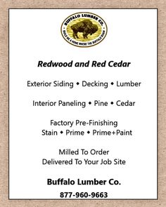 the sign for redwood lumber and red cedar