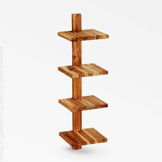 Takara Teak Column Shelf (Small) - Natural Color | Image 1 | From the Takara Collection | Elegantly assembled with solid teak for long lasting use | This shelf is sustainably sourced | Available in natural color | texxture home Column Shelf, Column Shelves, Wall Mounted Shelving Unit, Natural Shelves, Square Shelf, Decorative Shelving, Wood Columns, Porta Shampoo, Natural Teak Wood