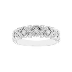 Crafted from sterling silver, and adorned with round-cut diamonds, this Boston Bay Diamonds flower ring lends an elegant finishing touch to your look.Click on this JEWELRY & WATCHES GUIDE to learn about fit, styles, materials and more! Metal: sterling silver Packaging: boxed Plating: rhodium Width: 5.25 mm Finish: polishedDIAMOND DETAILS Total weight: 1/5 ct. Shape: round brilliant Setting: prong Diamond weights are approximate. Diamond Total Weights may vary between .01 and .13 ct. Some diamond Elegant Diamond-cut Flower Ring, Luxury Silver Flower Ring With Single Cut Diamonds, Luxury White Gold Flower Ring With Diamond Accents, Luxury Diamond Cut Flower Ring For Anniversary, Elegant White Gold Flower Ring With Diamond Accents, Luxury Flower Ring With Diamond Cut For Anniversary, Luxury Diamond White Flower Ring With Single Cut Diamonds, White Gold Flower Ring With Brilliant Cut Diamond, White Gold Diamond Flower Ring With Brilliant Cut