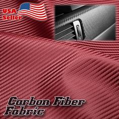 the carbon fiber fabric is red and has an american flag on it's side