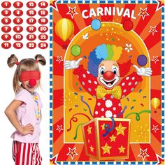 PRICES MAY VARY. Package contents: package comes with 1 piece of pin the nose on the clown game poster, 24 pieces of reusable cute red nose stickers, 2 pieces of eye masks, and 1 piece of glue, adding a lot of unexpected fun to your party Quality material: the carnival circus theme party game poster is made of coated paper, the clown nose stickers are made of reusable materials, which can be removed from the poster, so boys and girls can easily remove the stickers and play multiple times, and th Circus Theme Party Games, Outdoor Board Games, Carnival Circus Theme Party, Carnival Birthday Party Games, Carnival Party Decorations, Carnival Games For Kids, Circus Birthday Party Theme, Game Birthday Party, Circus Carnival Party