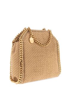 Composition: 100% Polyester, 50% Polyurethane, 50% Polyamide | Stella Mc Cartney Women's Falabella Chain-linked Tote Bag in Beige | SS24 Beige Tote Bag With Chain Strap, Beige Chain Evening Bag, Beige Evening Bag With Chain Detail, Chain Shoulder Bag For Travel, Beige Chain Bag For Evening, Everyday Chain Tote Bag, Chain Tote Bag For Everyday Use, Shopping Tote Bag With Chain Detail, Chain Strap Clutch Shoulder Bag For Shopping