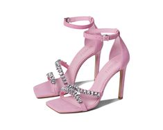 Schutz Linsey | 6pm Knee High Stiletto Boots, Feather Heels, Walking In Heels, Jeweled Shoes, Strappy Platform Sandals, Ankle Sandals, Ankle Tie Sandals, Rose Shoes, Crystal Heels