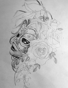 a drawing of a girl with flowers on her head and the words art drawing ideas