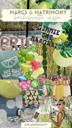 a collage of green and yellow items with the words maros & matrimony