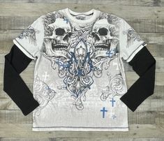 Affliction Outfits, Bleach Clothes Design, Unrealistic Clothing, Tapout Shirt, Y2k Outfits Men, Affliction Clothing, 2000s Clothing, Affliction Style