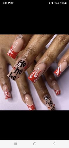 Y2k Christmas Nails Acrylic, Dope Christmas Nails, Natural Nails Manicure, Hand Nails, Wave Nails, Water Nails, Acrylic Toe Nails, Winter Nails Acrylic, Cute Acrylic Nail Designs