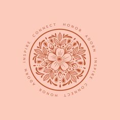 the flower shop logo is shown in brown and pink colors on a light pink background