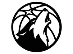 the minnesota timbers logo is shown in black and white, with a wolf's head