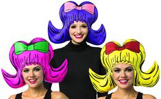 PRICES MAY VARY. EARLY ERA FUN: Very Comical, You'll Be The Hit Of Any Party Wig/hat that easily slides onto your head and transforms you into an earlier era. INCLUDES & FEATURES: This wig assortment includes 3 wigs and features an opening across the face approximately 4 inches wide. The foam thickness is 1/8 inch. Hair must be worn tucked in. FIT & CARE: This bouffant wig is a one size and fits most adults. Made to fit standard adult head (with your hair tucked in). You can care for your new co Cosmic Carnival, 8 Inch Hair, Bouffant Wig, Foam Wig, Neon Carnival, Foam Wigs, Fantasy Fest, Hair Tuck, Party Wig