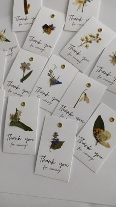 thank you cards with pressed flowers on them