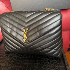 Large Ysl Lou Lou Bag With Adjustable Straps, Gold Hardware Purchased In 2022, One Owner. Receipt, Duster Bag And Box Included. Saint Laurent Bags, Yves Saint Laurent Bags, Lou Lou, Gold Hardware, Yves Saint Laurent, Saint Laurent, Adjustable Straps, Bag Lady, Shoulder Bag