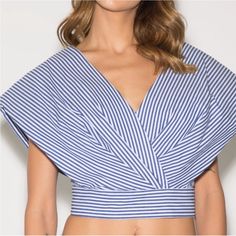 New With Tags. Blue Summer Crop Top With Bra-friendly Design, Trendy Blue Crop Top With Built-in Bra, Spring Beachwear Crop Top With Built-in Bra, Poolside Beachwear Crop Top With Built-in Bra, Blue Beach Crop Top With Built-in Bra, Crop Top Women, Denim Tank Top, Linen Crop Top, Wrap Crop Tops