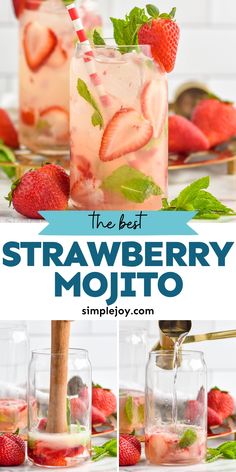 the best strawberry mojito recipe is made with fresh strawberries and mints