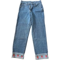 Cute Strawberry Bottom Jeans ! Straight Leg Shein - Xs ( Fits Like S/M) Never Worn Waist- 12’ 1/2 Length - 39’ Shein Jeans, Bottom Jeans, Cute Strawberry, Jeans Color, Jeans Straight Leg, Colored Jeans, Jeans Straight, Straight Leg Jeans, Leg Jeans