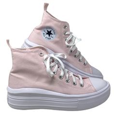 Converse Chuck Taylor Move Platform Canvas Pink Shoes Kid Women Sneakers A03629c Brand New With Box No Lid. 100% Authentic! Junior Size 4.5 = Women's Size 6.5 Junior Size 5.5 = Women's Size 7.5 Junior Size 7 = Women's Size 9 The Next Best Thing To Walking On A Literal Cloudthe All Star Move. An Ultra-Lightweight Platform Brings Bold Lift And Comfort To Your Look Without Weighing You Down. Because Let’s Face It, You’ve Got Things To Do. Durable Canvas Upper For That Classic Chucks Look And Feel O Kawaii Wardrobe, Cruise Outfits, Women Sneakers, Pink Shoes, Dream Shoes, Converse High Tops, Womens Converse, Canvas Sneakers, Converse Chuck