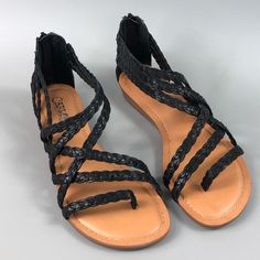 Up For Sale Brand New Condition Carlos Santana Amara Women’s Braided Sandals Conditions: Brand New Condition Size: Various Color: Black Country/Region Of Manufacture: Imported Materials: Leather And Man Made Upper Balance Manmade Smoke And Pet Free Business. Please See The Photos Above My Listing For More Details. Colors May Vary Slightly Due To Lightning And Or Different Device Resolution. We Ship Most Items The Same Day With Tracking Numbers And Confirmation However Some Items Will Ship The Ne Black Sandals With Braided Straps For Vacation, Black Sandals With Braided Straps For Summer, Black Sandals With Braided Straps For Spring, Black Sandals With Woven Sole For Spring, Black Strappy Wedge Sandals For Vacation, Black Braided Strap Sandals For Vacation, Synthetic Sandals With Braided Ankle Straps, Black Sandals With Braided Straps And Round Toe, Black Sandals With Braided Straps For The Beach