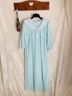 Quiet Moments Blue Flannel Long Nightgown Lace Collar Romantic Sz M Cottagecore | eBay Long Sleeve Blue Nightgown For Home, Blue Spring Nightgown For Overnight, Blue Nightgown For Spring, Blue Long Sleeve Hospital Nightgown, Long Sleeve Blue Nightgown For Hospital, Vintage Blue Nightgown For Home, Blue Vintage Cotton Nightgown, Vintage Blue Cotton Nightgown, Vintage Blue Nightgown For Hospital