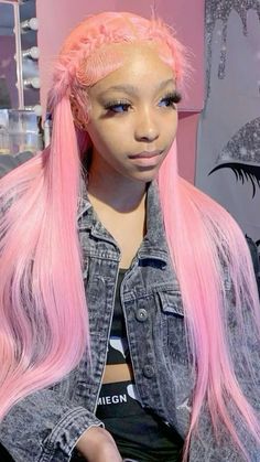 Vacay Hairstyles, Colourful Wigs, Wig Design, Barbie Series, Wigs Hairstyles, Pink Wigs, Teenage Hairstyles, Exotic Hairstyles, Frontal Wig Hairstyles