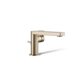 the brushed brass faucet is shown against a white background with no one in it