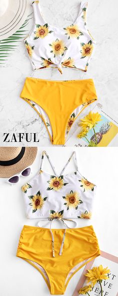 Tankini set swimsuits are practical yet stylish. Check out our huge selection of all tankini set swimwear at Zaful. #Zaful #tankini #sunflower #swimwear Swimsuits 2020, Summer Bathing Suits, Trendy Swimsuits, Swimsuits Outfits, Oc Inspo, Calvin Klein Shorts