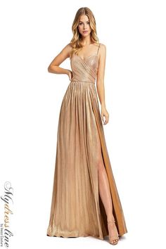 Mac Duggal 26275 Golden Gown, Mac Duggal Dress, Gown Gold, Mac Duggal Dresses, The Jacksons, Mac Duggal, A Line Gown, Celebrity Look, Gold Dress