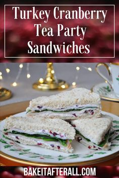 turkey cranberry tea party sandwiches on a plate