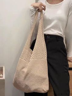 BagForLove - Spacious Monochrome Cutout Tote Bag with Ample Storage Grocery Shopping Bags, Crochet Shoulder Bag, Pink Backpack, Bags Tote, Word Wrap, Shoulder Tote Bag, Bag Set, Shoulder Tote, Color Khaki