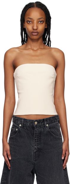 FSC-certified stretch viscose-blend jersey camisole. · Straight neck · Zip closure at back Supplier color: Crema Esse Studios, Color Crema, Tank Top Camisole, Cami Tanks, The Uk, Apparel Accessories, Top Brands, Women Wear, Off White