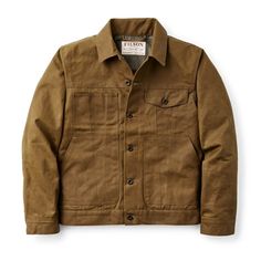 Tin Cloth Short Lined Cruiser Jacket | Filson Filson Jacket, Cotton Jacket Men, Chris Stapleton, Shank Button, Dark Tan, Pedro Pascal, Brown Jacket, Trucker Jacket, Black Leather Jacket