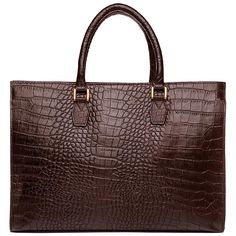 A classic and elegant women's work bag. This bag is sure to stand out and pairs beautifully with office attire. The bag is not bulky, yet can fit necessary papers and a tablet or iPad. "Leather: Rich full grain croco pattern embossed leather.. Lining: Red cotton for brown bag and black polyester for black bag Closure: magnetic snap button. Handles & Strap: Detachable leather shoulder strap and two leather top handles. Interior Details: One main compartment, one center zip compartment, severa Leather Work Bag Women, Womens Work Bag, Leather Work Bag, Work Handbag, Office Bag, Office Attire, Brown Bags, Work Bag, Handbag Shopping