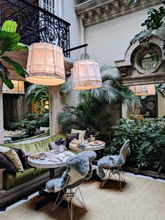 a living room filled with furniture and lots of plants