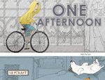 one afternoon and two nights in paris with the eiffel tower as background, illustrated by an illustration of a man on a bicycle