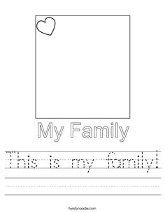 the family worksheet for kids to learn how to write and draw their name