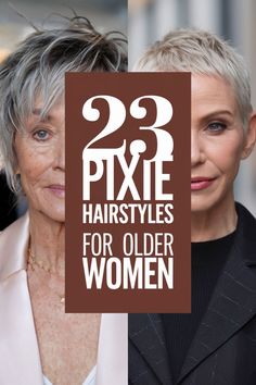 Sharon Stone Pixie Haircut, Short Spiky Hair For Women Over 50, Short Haircut For Older Women Over 50, Pixie For Thinning Hair Over 50, Curly Grey Shag Haircut, Ladies Pixie Haircuts, Edgy Gray Hairstyles, Pixie Older Women Over 50, Sassy Haircuts For Fine Hair