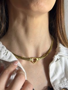 "HEART NECKLACE Features Gold Filled (Tarnish- resistant for years) Waterproof Necklace size is adjustable. (16\" to 24\")" Tarnish Resistant Necklace For Valentine's Day, Valentine's Day Gift Clavicle Chain Choker, Valentine's Day Gift Choker With Clavicle Chain, Adjustable Heart Necklace For Mother's Day, Heart Shaped Choker Necklace With Adjustable Chain For Gift, Valentine's Day Chain Necklace With Lobster Clasp, Heart Choker Necklace With Adjustable Chain As Gift, Valentine's Day Tarnish Resistant Heart Necklace, Hypoallergenic Adjustable Heart Necklace