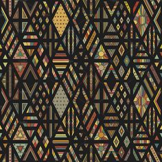 an abstract pattern with many different colors and shapes on black background - patterns decorative objects