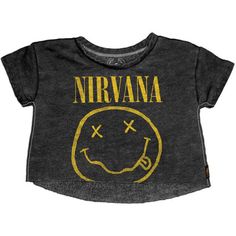 Officially licensed merch from Nirvana Smiley Crop Miscellaneous available at Rockabilia | Rockabilia Merch Store Casual Smiley Face Winter Tops, Casual Winter Tops With Smiley Face, Winter Smiley Face Crew Neck Top, Crew Neck Top With Smiley Face For Winter, Winter Crew Neck Top With Smiley Face, Spring Smiley Face Top For Streetwear, Trendy Smiley Face Tops For Fall, Casual Smiley Face Top For Fall, Trendy Fall Smiley Face Tops