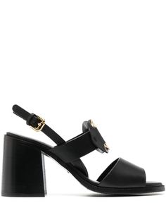 jet black calf leather matte finish gold-tone logo plaque branded leather insole buckle-fastening slingback strap open toe 90mm high-heel rubber sole See By Chloe, Jet Black, Black Sandals, Women's Shoes Sandals, Leather Sandals, High Heel, Calf Leather, Open Toe, Rubber Sole