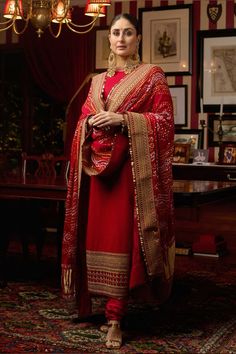 Sabyasachi Suits, Suits For Women Indian, Georgette Suit, Red Kurta, Diwali Outfits, Indian Salwar Kameez, Kurtis With Pants, Kareena Kapoor Khan