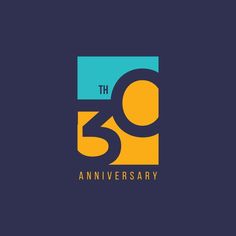 the 30th anniversary logo with an orange and blue square in the center on a dark background