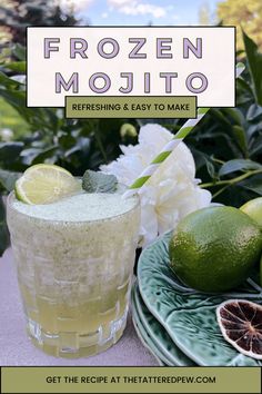 the frozen mojito recipe is ready to be eaten and served with limes