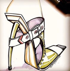 a drawing of a high heeled shoe