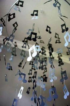 some musical notes hanging from the ceiling