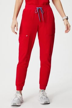 On-Call 4-Pocket Scrub Jogger Fabletics Goji Red female Activewear >> Scrubs >> Bottoms >> Product Feed MotionTech regular Red Stretch Joggers For Athleisure, Red Stretch Joggers Athleisure Style, Fitted Red Activewear With Pockets, Red Sport Bottoms For Fall, Red Stretch Sporty Joggers, Sporty Stretch Red Joggers, Female Activewear, Fine Yarn, Pocket Top